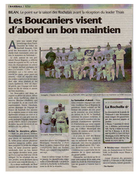 Les boucaniers article de baseball