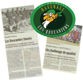 Historique article de journaux club de baseball Boucaniers